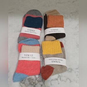 Brand New Womens Multi-colored Yzkke Wool Socks 4 Pairs